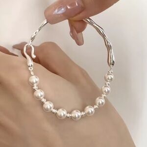 Anthropologie Silver Bracelet with Pearls